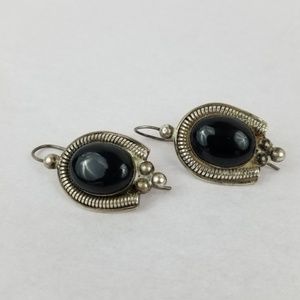 Large Sterling SILVER BLACK Onyx Cabochon Stones